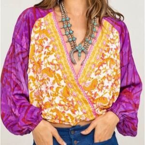 Free People SZ XS Cruisin Together Surplice Top OB948207